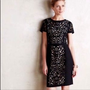 Anthropologie Maeve Laser Cut Black Dress 10